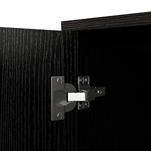 Panana Sideboard Buffet Cabinet Kitchen Storage Cabinet Living Room 4 Doors Console Table (Black) Panana