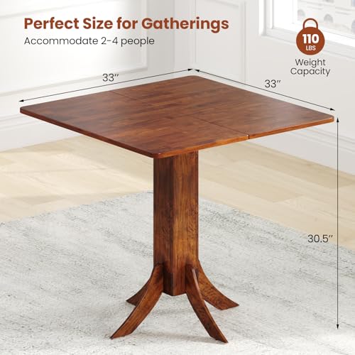 Giantex Square Dining Table for 2-4 People, 33-Inch Kitchen Table with Rubber Wooden Legs & Frame, Farmhouse Dinner Table for Dinette, Dining Room, Restaurant, Small Spaces, Walnut Giantex