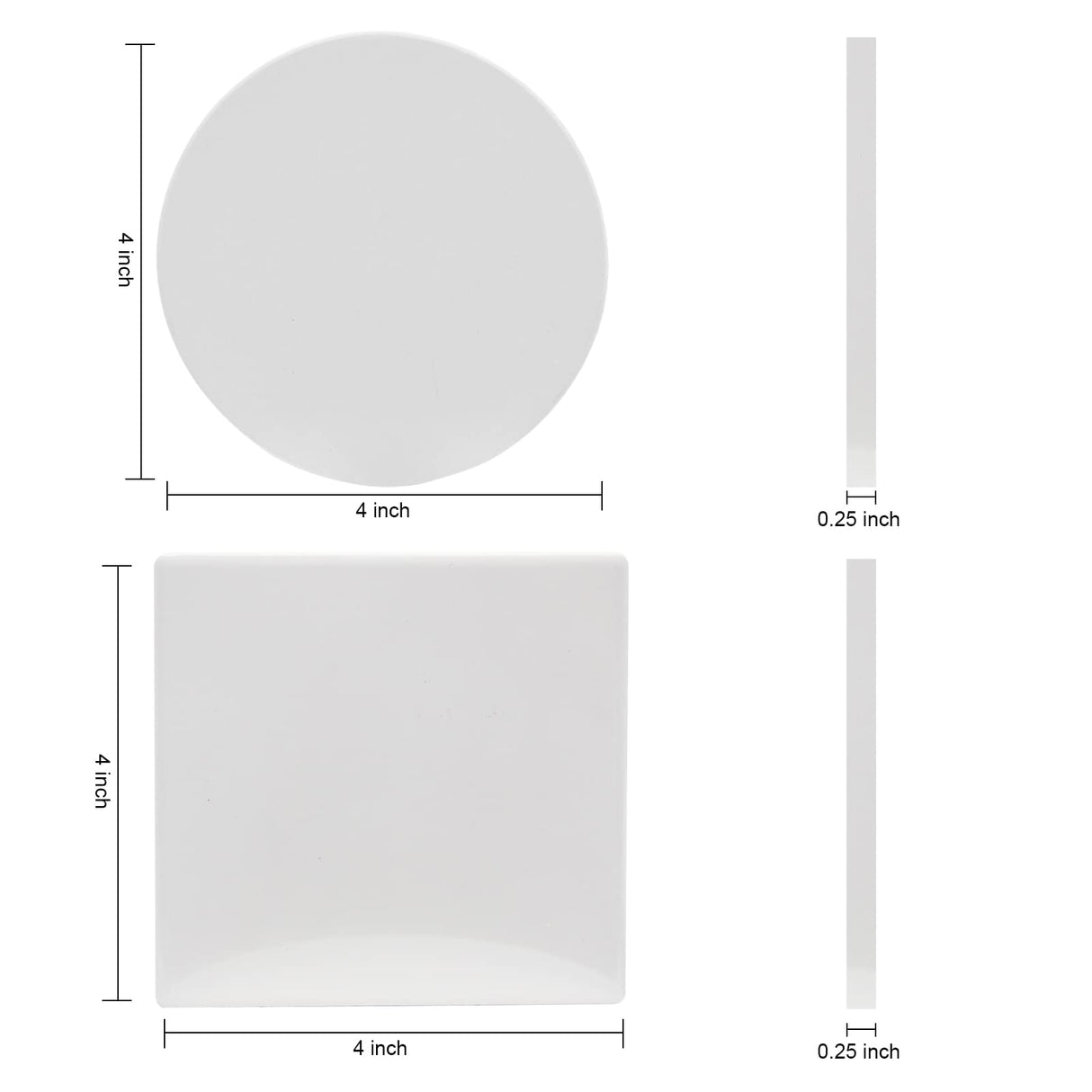 48 Pack Sublimation Blanks Coasters Bulk, 4 Inch Glossy White Glazed Ceramic Tiles Bulk with Cork Backing Pads, Heat Transfer Cup Mat for DIY Crafts Home Kitchen Decor (Square 48PCS) Geemax