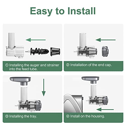 Cold Press Juicer, Aobosi Slow Masticating Juicer Machines with Reverse Function, Quiet Motor, High Juice Yield with Juice Jug & Brush for Cleaning, Gray AAOBOSI