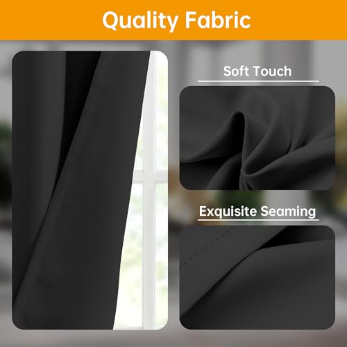 hoeflife Room Divider Curtains Blackout Floor to Ceiling Curtain with Hook Wall Mount Sliding Door Curtains Ceiling Mount Extra Wide Curtain Wall Divider for Room Separation (Black, W100 x H84 Inch) hoeflife