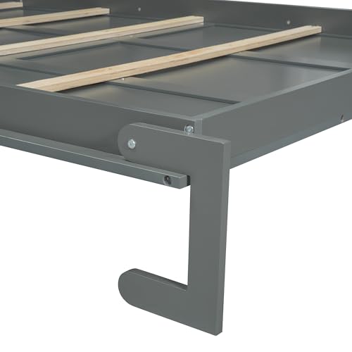 THINK 30 Murphy Bed with Sofa and Shelves, Versatile Wall Bed, Foldable Murphy Bed, Queen Size, Gray THINK 30