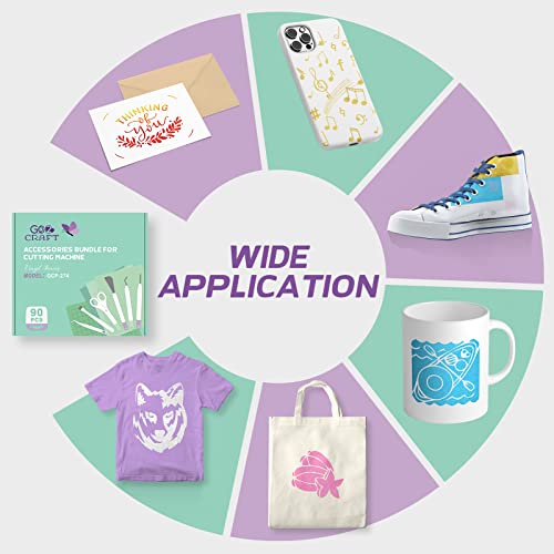 GO2CRAFT All-in-One Accessories Bundle, 90Pcs Ultimate Tools and Accessories with Vinyl, Weeding Tools, Transfer Tape, Crafting Starter Kit GO2CRAFT