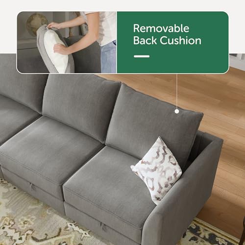HONBAY Modular Sectional Sofa with Storage, Sleeper Sectional Sofa Modular Sectional Couch for Living Room, Grey HONBAY