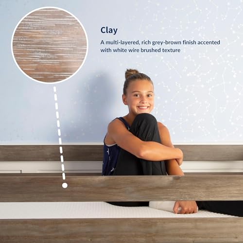 Max & Lily Solid Wood Twin over Twin Size Low Bunk Beds for Kids with Slide and Stairs, 400 lbs Weight Capacity, 14" Safety Guardrail, Anti-Slip Steps, Clay Max & Lily