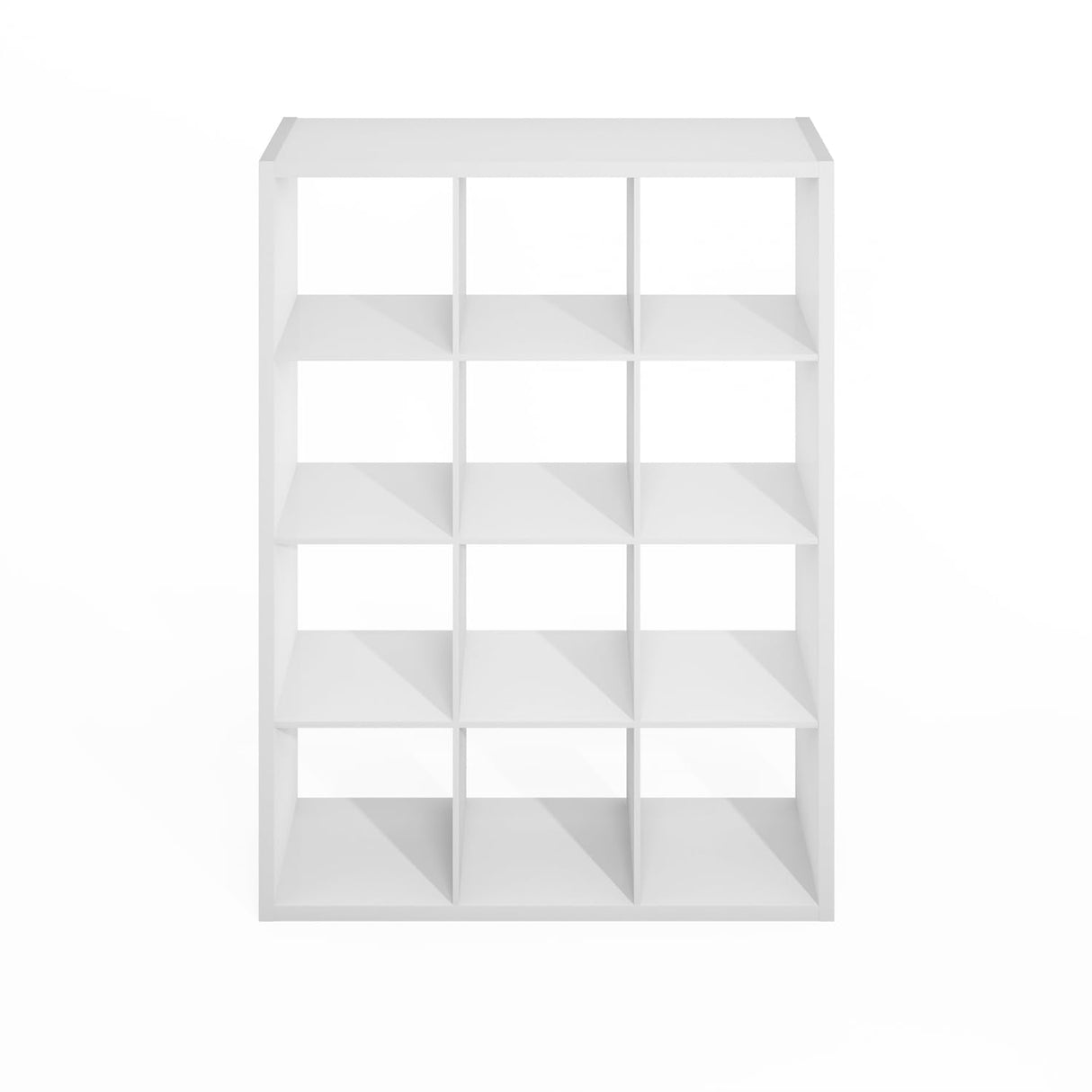 Furinno Simple Cube Storage Organizer, 12-Cube Display Shelf, Open Back Shelving Unit, Storage Shelves, Extra Thick Frame, for Organization and Storage, Living Room, Home Office, White Furinno