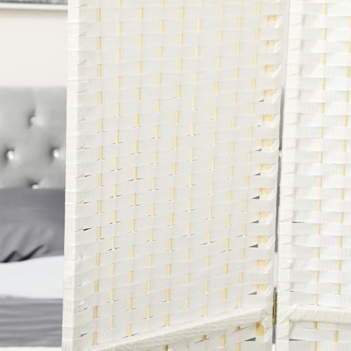 HOMCOM Room Divider, 4 Panel Folding Privacy Screen, 5.6' Tall Freestanding Wall Partition for Home Office, Bedroom, White HOMCOM
