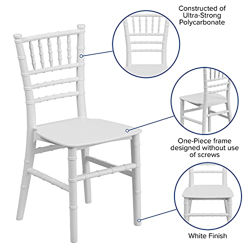 EMMA + OLIVER Child’s All Occasion White Resin Chiavari Chair for Home or Home Based Rental Business EMMA + OLIVER
