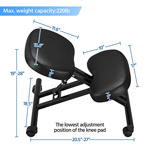 Yaheetech Kneeling Chair Ergonomic Posture Chair for Office Home Standing Work Desk Stool Adjustable Office Chair with Thick Cushion Pad & Flexible Seating Rolling Casters Yaheetech