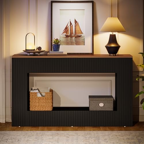 Tribesigns Modern Console Table, 55-Inch Wood Entryway Table with Storage, Narrow Long Sofa Table Behind Couch Table for Living Room, Foyer, Hallway, Black Tribesigns