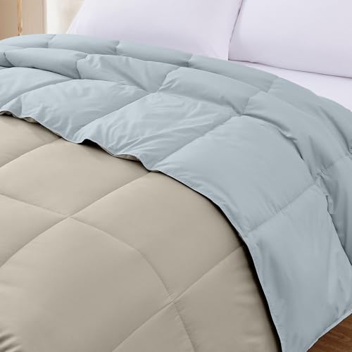 Modern Threads Down Alternative Reversible Comforter Beige/Light Blue Twin Modern Threads