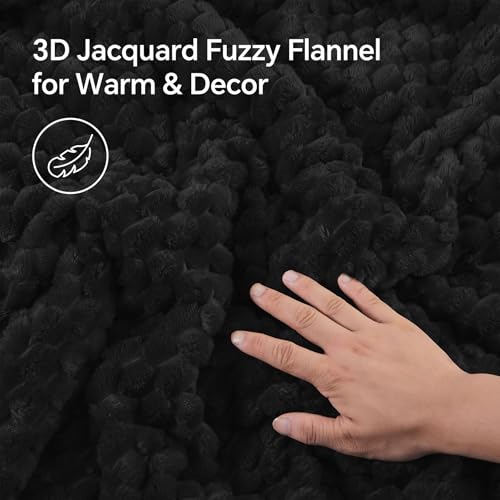 BEDELITE Fluffy Queen Comforter Set - Black Fleece Soft Comforter for Queen Size Bed, Luxury Warm Bedding Set for Winter, Fuzzy Bed Set 3 Pieces (1 Comforter, 2 Pillowcases) BEDELITE