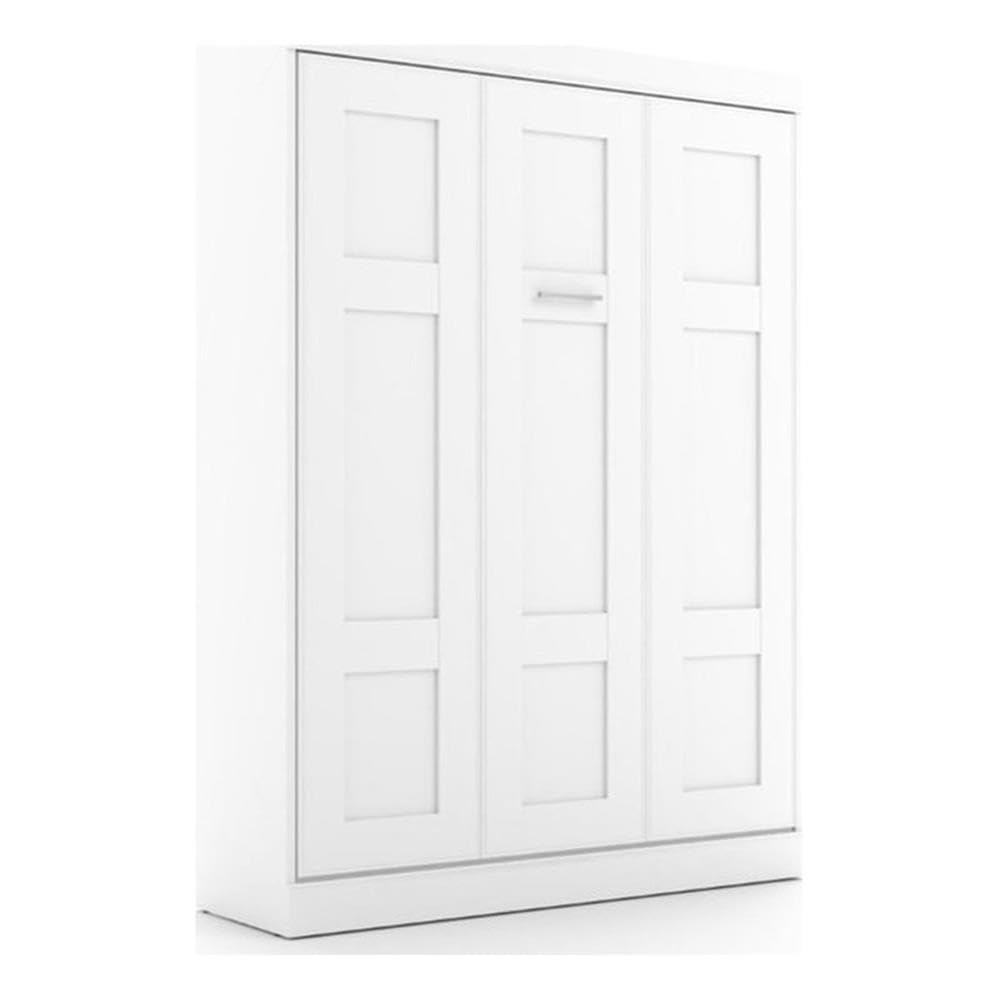 Pemberly Row Queen Size Wall Bed with Wooden Slats in Wood, in White, No Box Spring Needed, Easy Assembly Pemberly Row