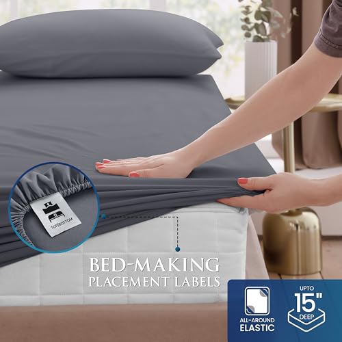 Utopia Bedding Twin Size 3 Piece Sheet Set - Brushed Microfiber - Soft Bed Sheets for Twin Size Bed Set - Includes 1 Fitted, 1 Flat, & 1 Pillow Case - Deep Pocket (Grey) Utopia Bedding