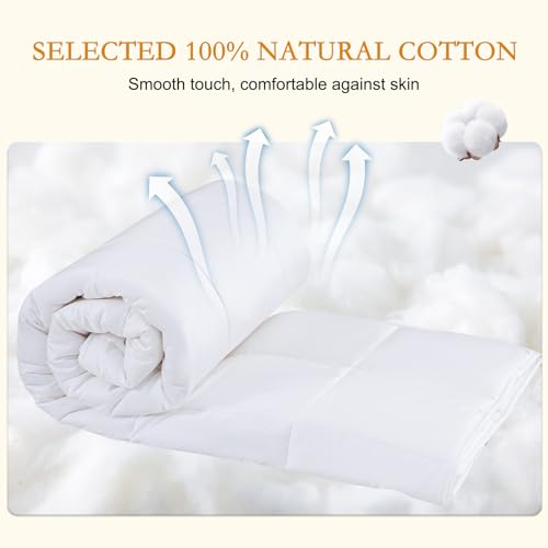 YOUR MOON Luxurious All Season Wool Comforter Twin Size, 100% Natural Australian Wool Filling, Hypoallergenic Comforter Duvet Insert, Noiseless Cotton Shell (White) YOUR MOON