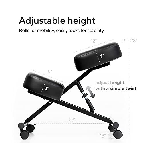 Luxton Home Ergonomic Kneeling Chair with Memory Foam Layer - Improves Posture - Adjustable Stool for Home and Office - Thick Comfortable Cushions Luxton Home