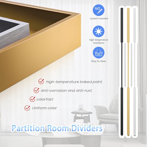 Floor to Ceiling Room Divider, 6/7/8PCS Metal Room Divider Post Privacy Screens with Adjustable Feet, Gold Screen Divider for Room Separation for Home Office Gold 6pieces/H53.5'' ZTYGXMB