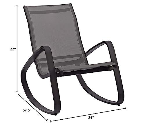 Modway Traveler Outdoor Patio Aluminum Mesh Rocking Sling Gliders, Two Lounge Chairs, Black Modway