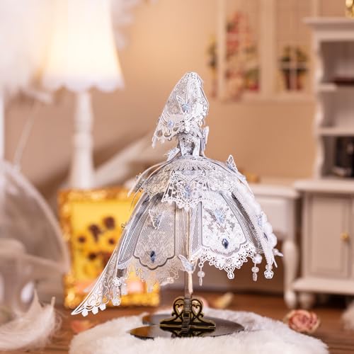 MU 3D Metal Puzzles for Adults Building Flowery Wedding Dress, Miniature Metal Model Kits Assembling, Birthday Bridal Gift DIY Toys Wedding Decoration Desk Decor Confidante Girlfriend Presents