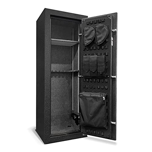 Stealth EGS14 Essential Gun Safe, Fireproof for 30 Minutes, Fits up to 14 Long Guns & Pistols, Adjustable Door Panel Organizer, California DOJ Approved, Internal Power Outlet, Durable Black Paint Stealth