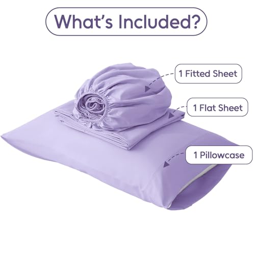 LONAVA Twin Sheet Set 3 Pieces,Lavender Ultra Soft & Breathable Microbifer Sheets, 1600 Thread Count Hotel Luxury Oeko-Tex Bed Sheets, 14-16 Inch Deep Pocket Durable Wrinkle Free Sheets LONAVA