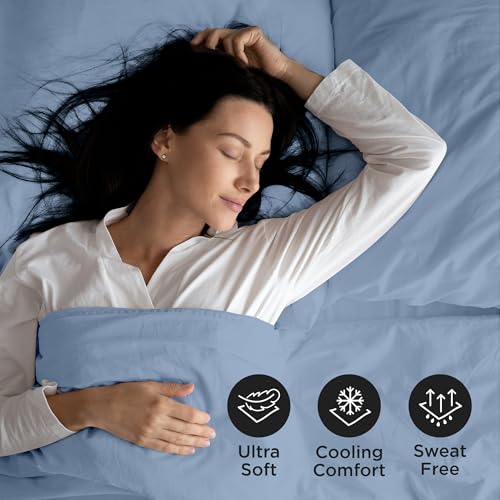 ROYALE LINENS 4 Piece Full Sheets Set - Soft Brushed 1800 Microfiber Bedding - 1 Fitted and 1 Flat Sheet, 2 Pillow Cases - Wrinkle Free & Fade Resistant - Hotel Luxury Bed Sheets (Lake Blue, Full) ROYALE LINENS