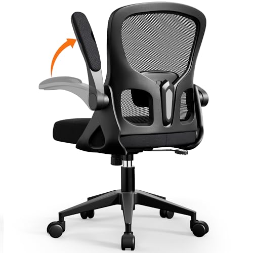 FINATI Office Chair Ergonomic Desk Chair, Adjustable Lumbar Support Rolling Swivel Comfy Chair with Space-Saving Flip Up Armrests, Breathable Mesh Gaming Chair for Business Work Office & Home, Black FINATI
