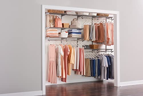 Rubbermaid Configurations Deluxe Custom Closet Kit, 4-8 Ft. Adjustable Metal Wire Shelving, Titanium Finish, Expandable Organization System, Hardware Included, for Home Closet/Pantry/Laundry/Mudroom Rubbermaid