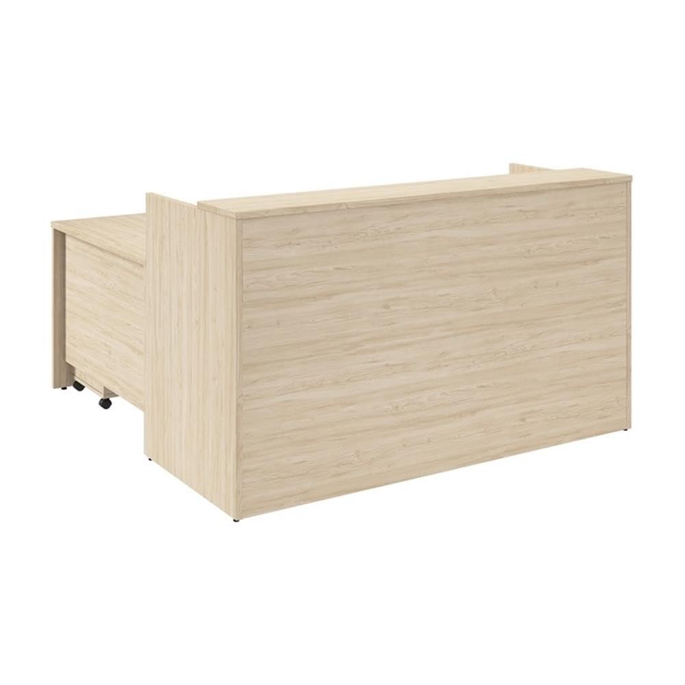 Bush Business Furniture Arrive 72W x 72D L Shaped Reception Desk with Shelf and Mobile File Cabinet in Natural Elm, Modern Receptionist Station for Office Waiting Room Bush Furniture