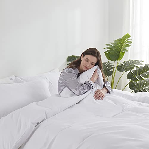 Hearth & Harbor White Duvet Cover King Size - 3 Piece Soft Double Brushed Bedding Set - Includes 1 King Duvet Cover with Button Closure 104x90 inches and 2 Pillow Shams Hearth & Harbor