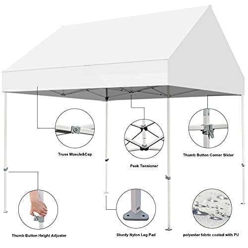 Eurmax USA Patented 10x10 Pop Up Canopy Tent Party Tent Commercial Instant Canopies Shelter with Heavy Duty Roller Bag,Bonus 4 Sand Bags (Snow White) Eurmax