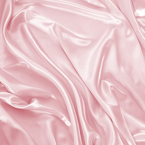 NSGZ Satin Fitted Sheet Twin, Single Silky Fitted Sheet Only Soft Deep Pocket Bottom Bed Sheets, Wrinkle Free & Fade Resistant & Breathable Bottom Sheets- Pink NSGZ
