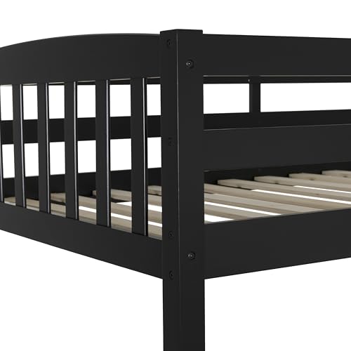 Linon Howell Black Solid Wooden Twin Over Twin Bunk Bed with Ladder Linon