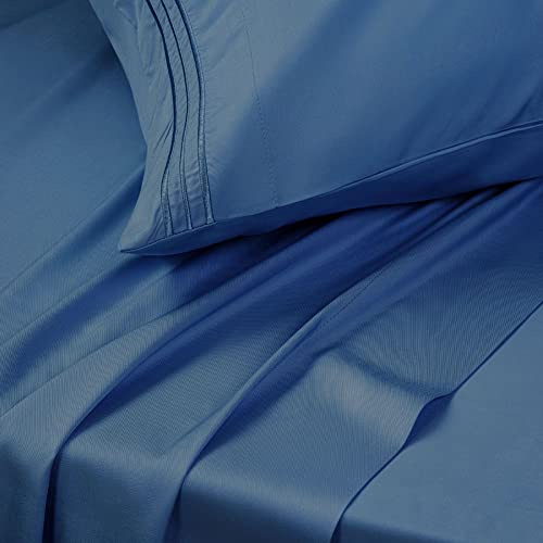 SONORO KATE Bed Sheet Set Super Soft Microfiber 1800 Thread Count Luxury Egyptian Sheets 16-Inch Deep Pocket Wrinkle and Hypoallergenic-4 Piece(Queen, Navy Blue) SONORO KATE