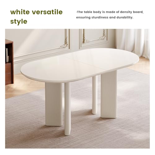 GlimBiz Modern White Oval Kitchen Table, Dining Table for 4-6 People, Easy to Assemble Accent Oval Dinner Room Table with Four Legs for Home,Apartment,Dining Room,Kitchen (Table Only) GlimBiz