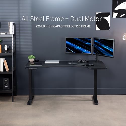 VIVO Electric Corner 58 x 35 in Dual Motor L Shape Motorized Stand Up Desk, Memory Height Adjustment, Reversible Black Top, Black Frame, DESK-KIT-E2RB VIVO
