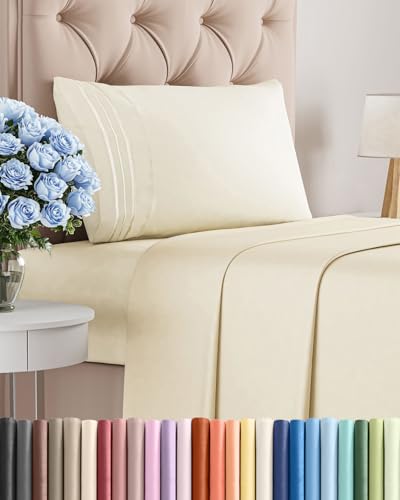 Twin Size 3 Piece Sheet Set - Comfy Breathable & Cooling Bed Sheets Set - Hotel Luxury Bedding for Women, Men, Kids, Teens, Boys & Girls - Deep Pockets, Ultra-Soft, Wrinkle Free - Oeko-Tex - Off White CGK Unlimited