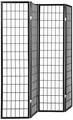 ORE International 4-Panel Shoji Screen Room Divider, Black Legacy Decor