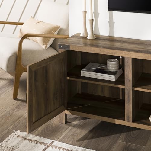 Walker Edison Georgetown Modern Farmhouse Double Barn Door TV Stand for TVs up to 80 Inches, 70 Inch, Rustic Oak, Without Fireplace, 15.75 x 70 x 24 inches Walker Edison