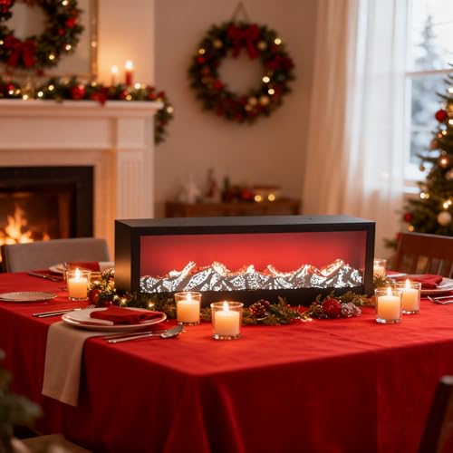 steladomus Faux LED Fireplace with Electric Fireplace Logs, ONLY Light NO Heat decorativa chimenea para sala, Portable Artificial Fire Place USB/Battery Operated, Fake Flame Effect Decor steladomus