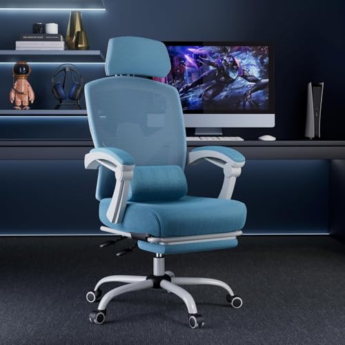 Simple Deluxe Home Office Desk Chair with Footrest, High-Back Mesh Rolling Swivel Reclining Chairs with Wheels, Comfortable Headrest, Lumbar Support, Comfy Arms Simple Deluxe