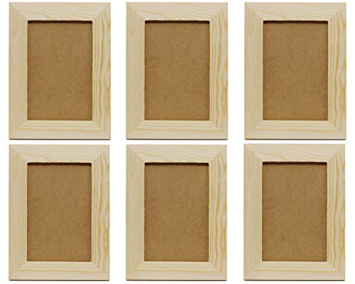 Pack of 12 - Unfinished Solid Pine Wood Picture Frames for Arts & Crafts, DIY Painting Projects - Stand or Hang on The Wall - (6x8 Frame Size Holds Creative Hobbies