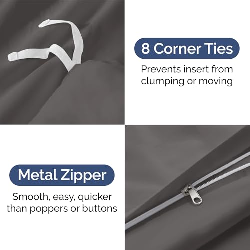 Duvet Cover Twin/Twin XL Size - Extra Soft Twin/Twin XL Size Duvet Cover - Breathable, Easy Care and Fade Free with Zipper Closures & Ties - 68" x 90" Inches - (Dark Grey) Comforter Not Included CGK Unlimited