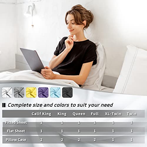 EaseHome White Full Size Bed Sheet Set -Deep Pocket to 18 inches Mattress 4 Piece - Premium Bedding Sheets & Pillowcases Collection - Extra Soft EaseHome
