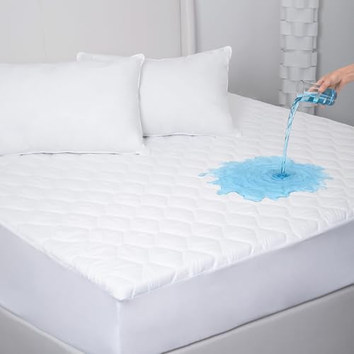PDXM Waterproof Mattress Protector, Mattress Cover, Soft, Breathable,Noiseless, Deep Pocket 6-18 inches, White for Home Hotel Bedroom,Easy wash (Full) PDXM