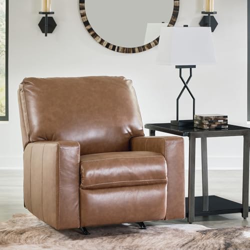 Signature Design by Ashley Bolsena Contemporary Leather Match Manual Rocker Recliner, Dark Brown Signature Design by Ashley