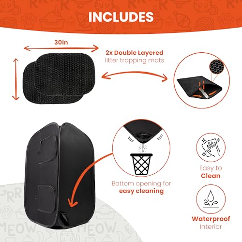 Pexter Cat Litter Box Enclosure, Discreet and Hidden Litter Box, Kitty Litter Trap Design with Easy-Clean Feature, Scoop and Deodorizer Storage Pockets, Lightweight and Waterproof PEXTER