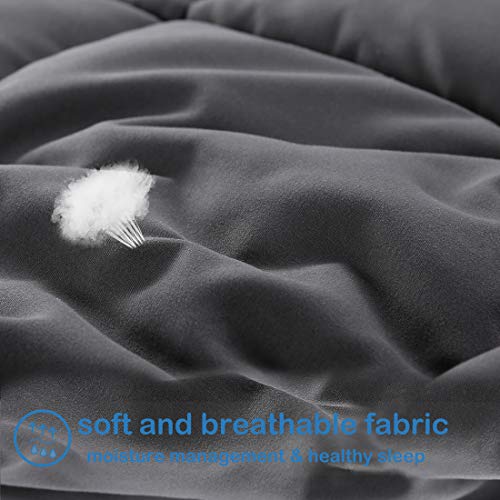 EASELAND Twin XL Down Alternative Comforter - Quilted Duvet Insert for All Seasons, Soft Lightweight with Corner Tabs, Summer Winter Warm Bedding, Dark Grey 68×92 Inches EASELAND