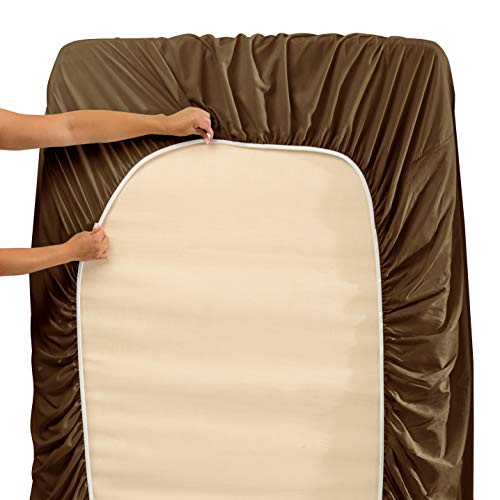 Hearth & Harbor Extra Deep Pocket King Size Sets - Fits Mattress 18-24 Inches Deep - Extra Deep Pocket Sheets - 6 Piece King Size - Brown Hearth & Harbor