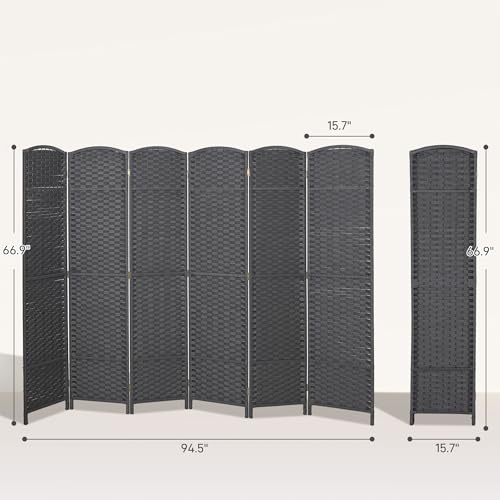 HOMCOM Room Divider, 6 Panel Folding Privacy Screen, 5.6' Tall Freestanding Wall Partition for Home Office, Bedroom, Charcoal Gray HOMCOM
